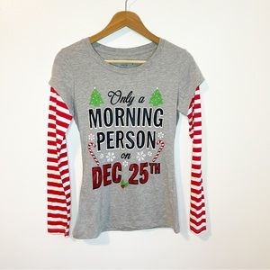 Only a Morning Person Christmas T-Shirt #126
